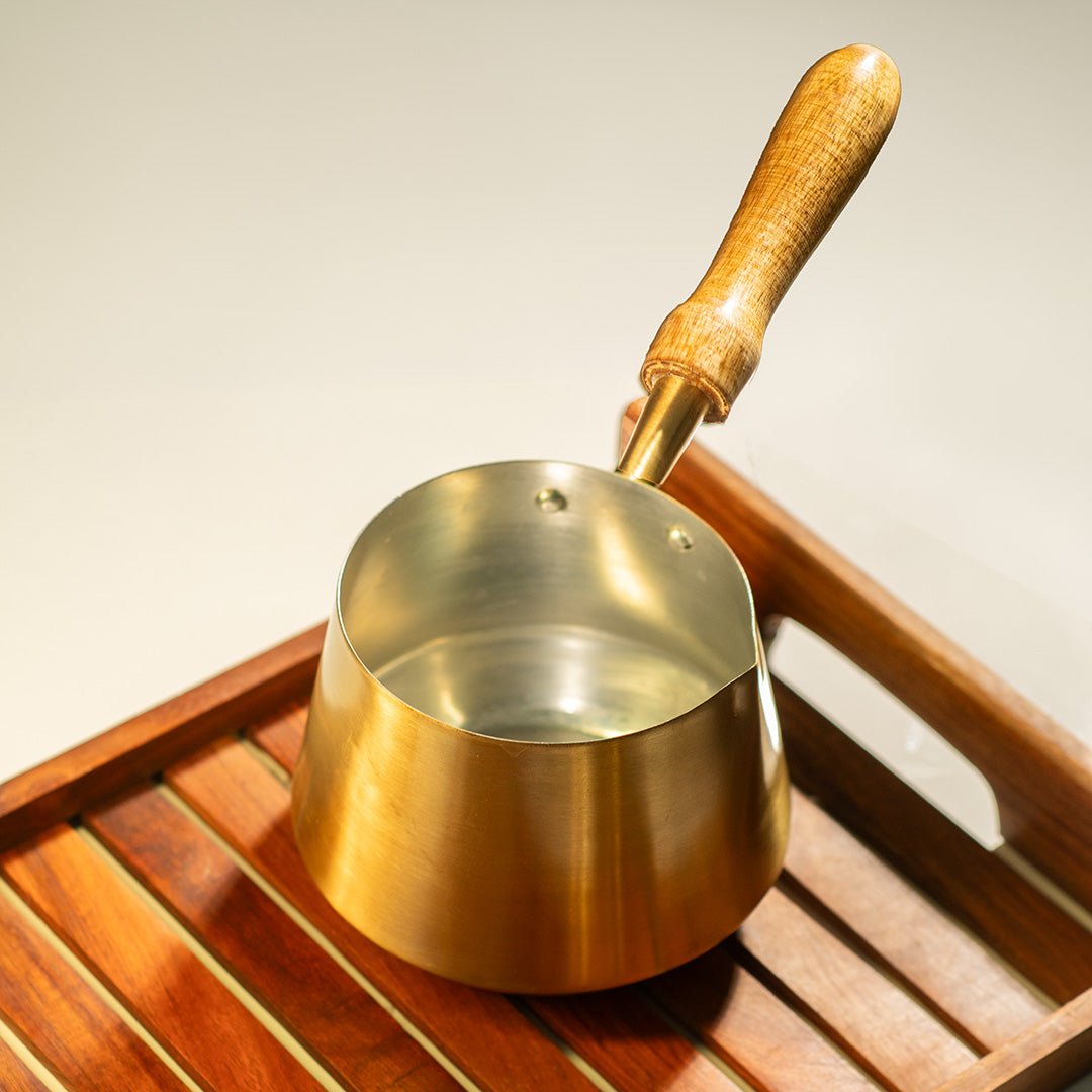 Brass Chai Pan with Kalai | Pan for Chai & Daily Cooking - House of Dhatu