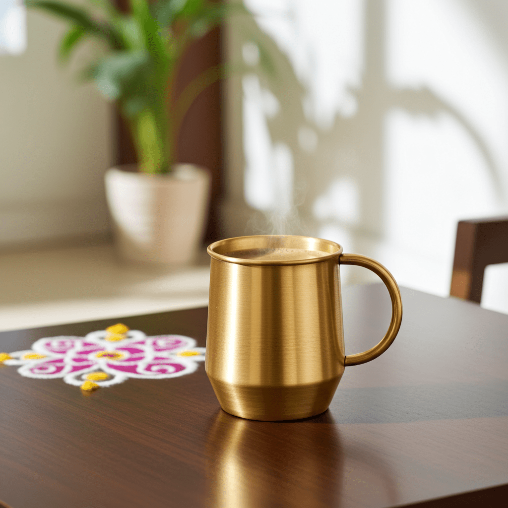 Brass Coffee Mug | Handcrafted Mug for Everyday Coffee & Tea - Dhatu