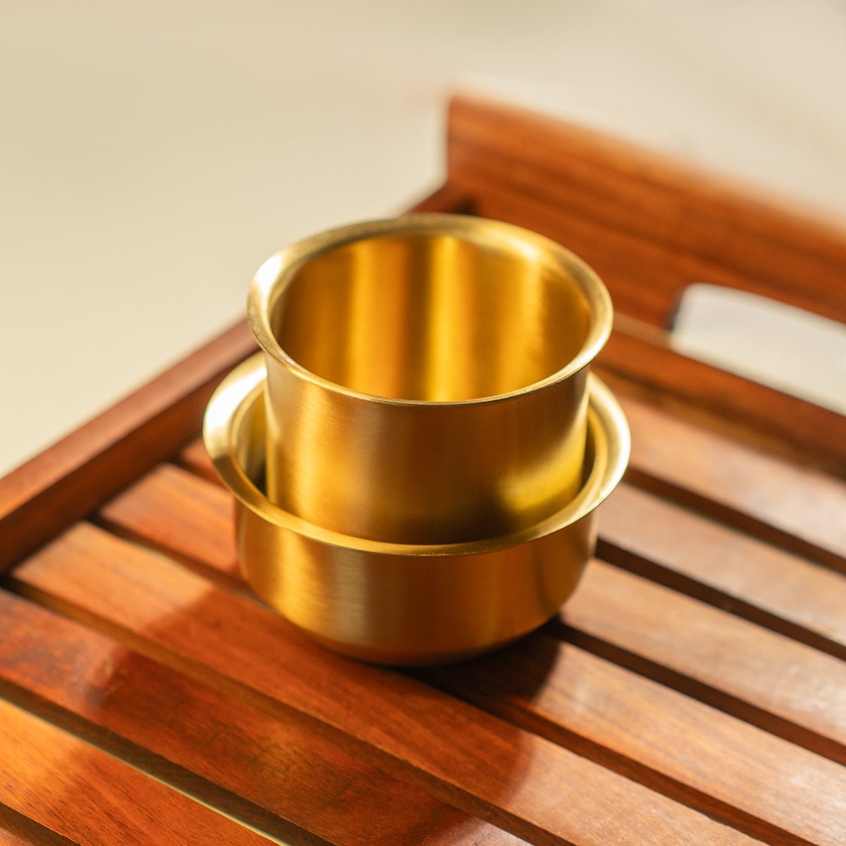 Brass Dabara Set of 1 | Traditional Coffee Tumbler & Saucer - House of Dhatu