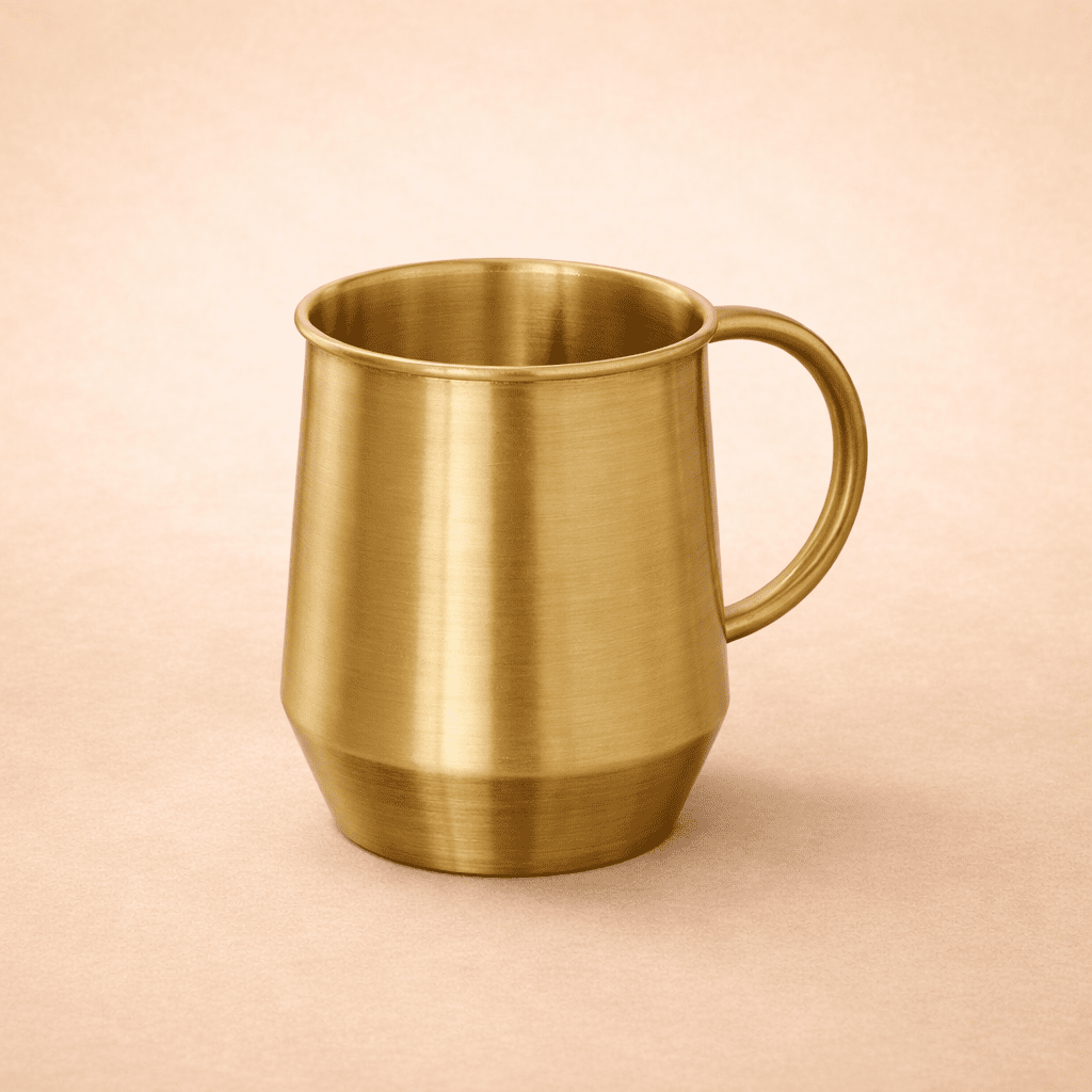 Brass Coffee Mug with Wooden Lid - Dhatu