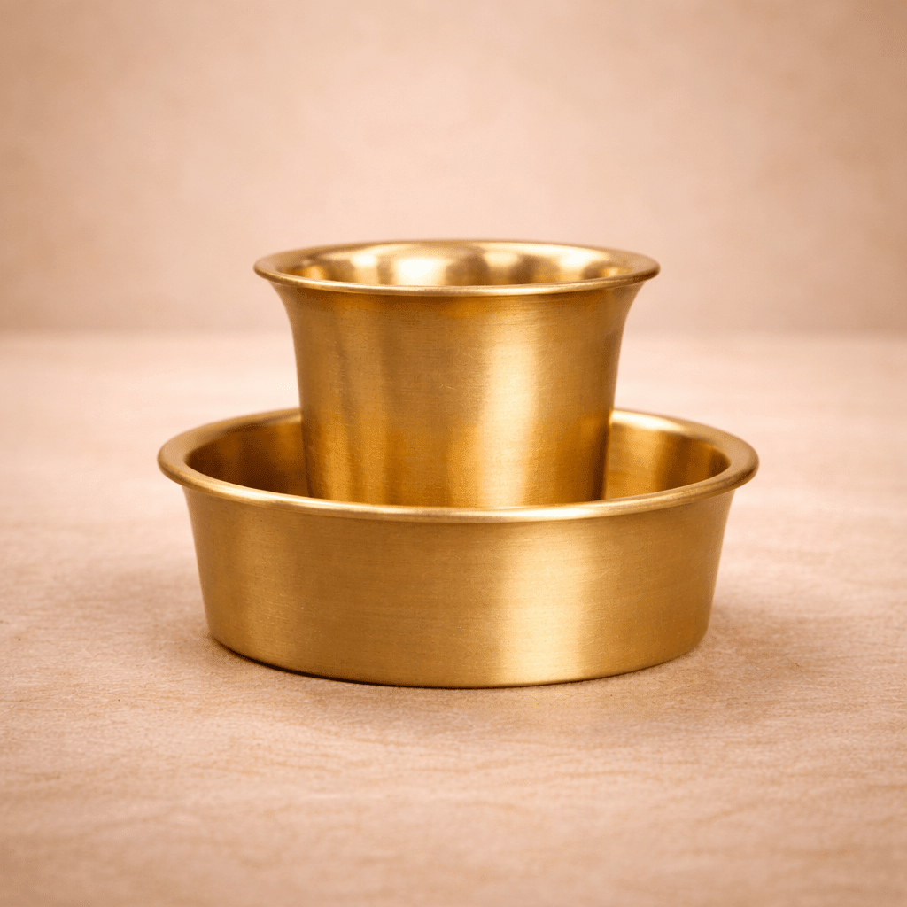 Kansa Dabara Set | Pure Bronze Coffee Tumbler & Saucer - House of Dhatu