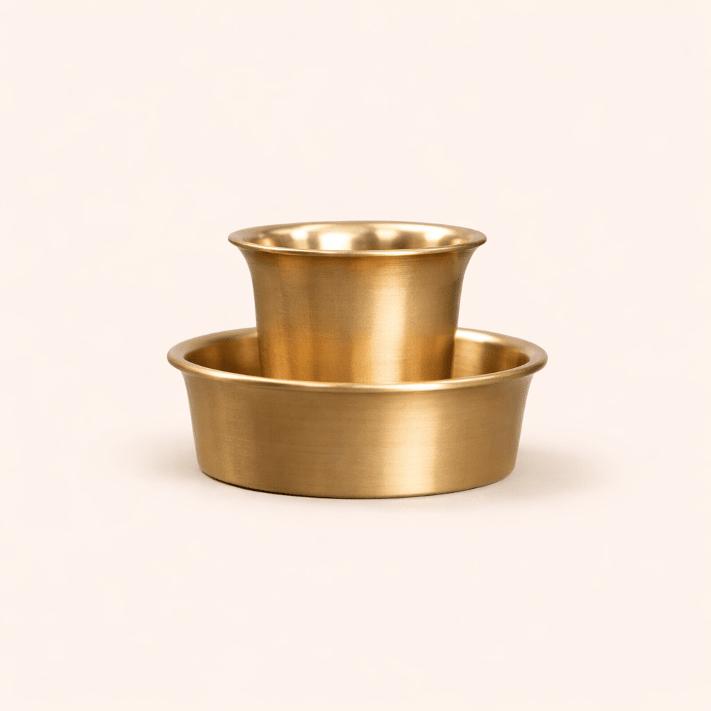 Kansa Dabara Set | Pure Bronze Coffee Tumbler & Saucer - House of Dhatu