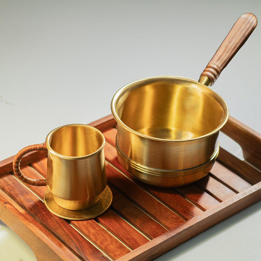The Chai Corner – Brass Tea Pan, Chai Mug & Coaster Set