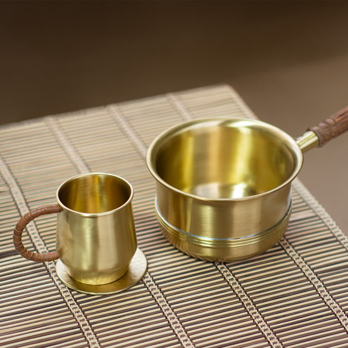The Chai Corner – Brass Tea Pan, Chai Mug & Coaster Set - House of Dhatu